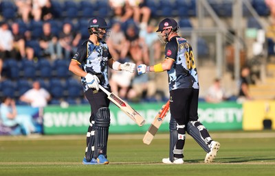 200625 - Glamorgan v Somerset, Vitality Blast  T20 - Asa Tribe of Glamorgan and Dan Douthwaite of Glamorgan