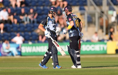 200625 - Glamorgan v Somerset, Vitality Blast  T20 - Asa Tribe of Glamorgan and Dan Douthwaite of Glamorgan
