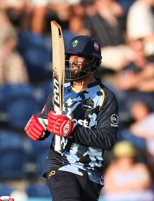 200625 - Glamorgan v Somerset, Vitality Blast  T20 - Imad Wasim of Glamorgan plays a shot