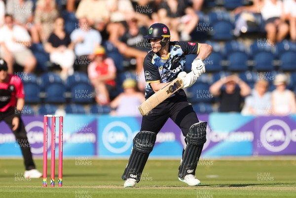 200625 - Glamorgan v Somerset, Vitality Blast  T20 - Ben Kellaway of Glamorgan plays a shot