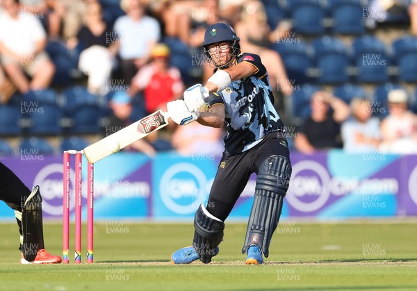 200625 - Glamorgan v Somerset, Vitality Blast  T20 - Asa Tribe of Glamorgan plays a shot