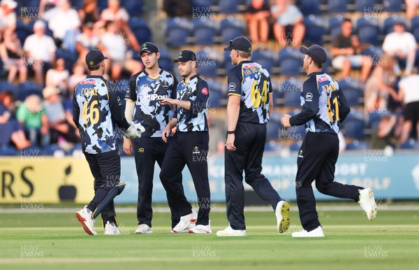 200625 - Glamorgan v Somerset, Vitality Blast  T20 - Mason Crane of Glamorgan celebrates after he catches Tom Kohler-Cadmore of Somerset