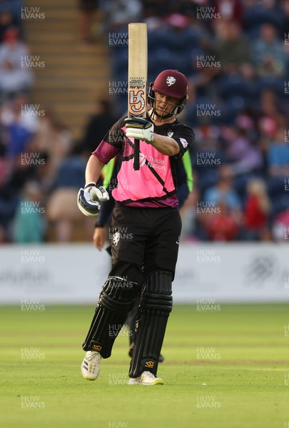 210623 - Glamorgan v Somerset, Vitality Blast - Tom Kohler-Cadmore of Somerset acknowledges the crowd as he reaches his 50