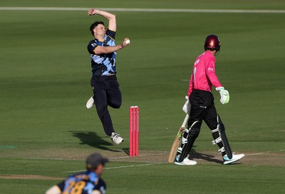 290526 - Glamorgan v Somerset - Vitality Blast - Ned Leonard of Glamorgan bowling