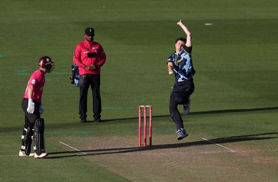 290526 - Glamorgan v Somerset - Vitality Blast - Ned Leonard of Glamorgan bowling