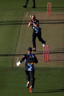290526 - Glamorgan v Somerset - Vitality Blast - Nathan McAndrew of Glamorgan catches the ball to dismiss Thomas Rew