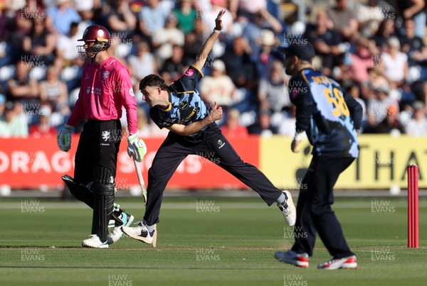 290526 - Glamorgan v Somerset - Vitality Blast - Ned Leonard of Glamorgan bowling
