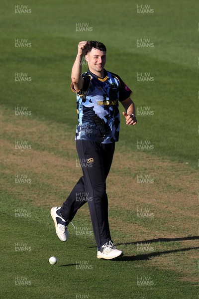 290526 - Glamorgan v Somerset - Vitality Blast - Ned Leonard of Glamorgan celebrates taking the wicket of Tom Abell