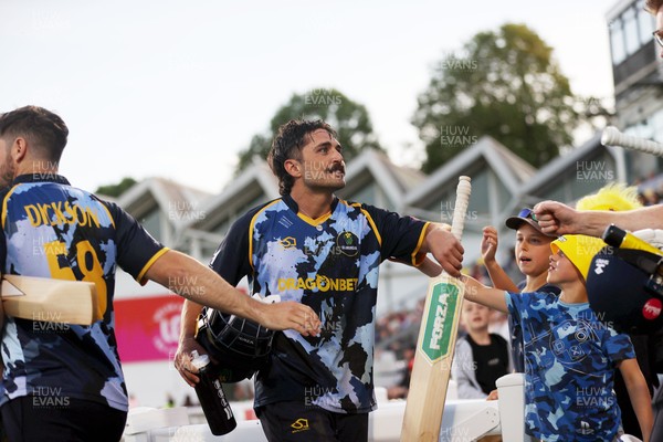 290526 - Glamorgan v Somerset - Vitality Blast - Kiran Carlson of Glamorgan comes off the field after his innings, where he scored a century