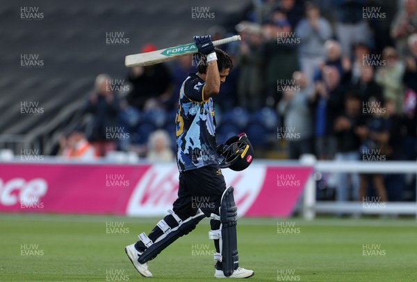 290526 - Glamorgan v Somerset - Vitality Blast - Kiran Carlson of Glamorgan leaves the field after his innings