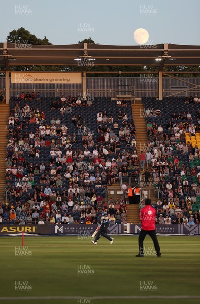 290526 - Glamorgan v Somerset - Vitality Blast - General View of the moon over Sophia Gardens