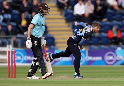 030625 - Glamorgan Cricket v Surrey - Vitality T20 Blast - Dan Douthwaite of Glamorgan bowling