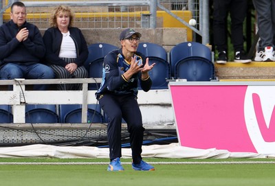 030625 - Glamorgan Cricket v Surrey - Vitality T20 Blast - Asa Tribe of Glamorgan catches the ball to dismiss Sam Curran of Surrey
