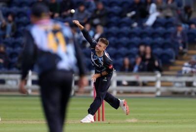 030625 - Glamorgan Cricket v Surrey - Vitality T20 Blast - Mason Crane of Glamorgan bowling