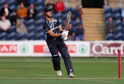 030625 - Glamorgan Cricket v Surrey - Vitality T20 Blast - Will Smale of Glamorgan hits the ball for four runs