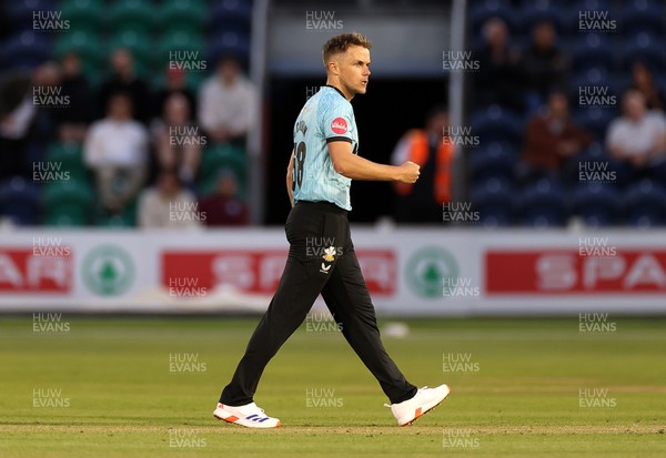030625 - Glamorgan Cricket v Surrey - Vitality T20 Blast - Tom Curran of Surrey celebrates after Dan Douthwaite of Glamorgan is dismissed