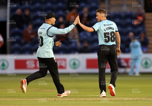 030625 - Glamorgan Cricket v Surrey - Vitality T20 Blast - Tom Curran of Surrey celebrates after Dan Douthwaite of Glamorgan is dismissed