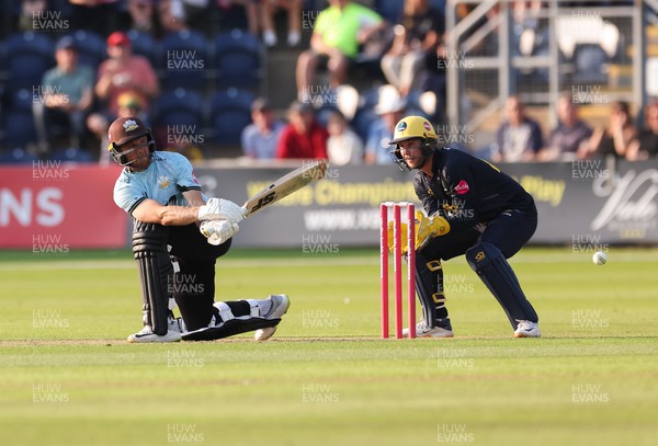 070623 - Glamorgan v Surrey, Vitality Blast T20 - Laurie Evans of Surrey hits a four