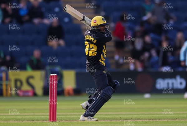 070623 - Glamorgan v Surrey, Vitality Blast T20 - Prem Sisodiya of Glamorgan plays a shot