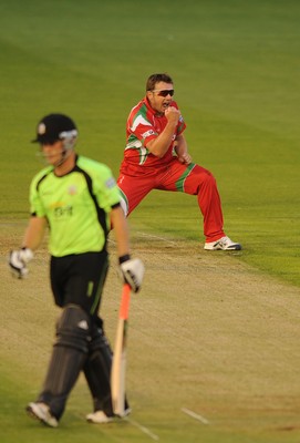 09.07.10 - Glamorgan Dragons v Surrey Lions - Friends Provident Twenty20 - Robert Croft of Glamorgan celebrates taking the wicket of Rory Hamilton-Brown of Surrey. 