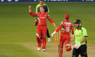 09.07.10 - Glamorgan Dragons v Surrey Lions - Friends Provident Twenty20 - Jamie Dalrymple of Glamorgan celebrates the wicket of Matthew Spriegel of Surrey. 