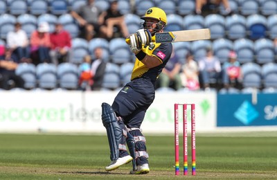 110819 - Glamorgan v Surrey, Vitality Blast - David Lloyd of Glamorgan plays a shot