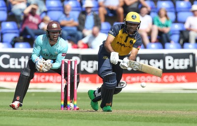 110819 - Glamorgan v Surrey, Vitality Blast - Fakhar Zaman of Glamorgan plays a shot