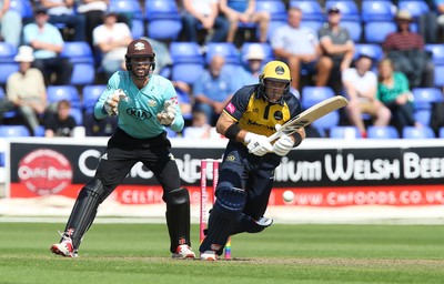 110819 - Glamorgan v Surrey, Vitality Blast - Colin Ingram of Glamorgan hits a four