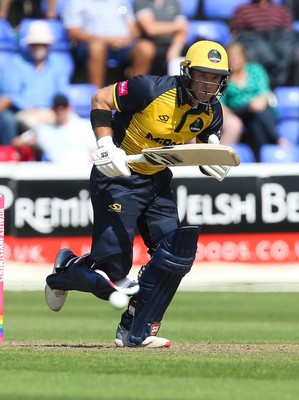 110819 - Glamorgan v Surrey, Vitality Blast - Colin Ingram of Glamorgan hits a four