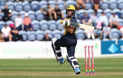 110819 - Glamorgan v Surrey, Vitality Blast - Graham Wagg of Glamorgan hits a four