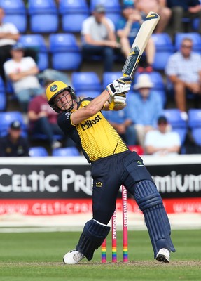 110819 - Glamorgan v Surrey, Vitality Blast - Graham Wagg of Glamorgan hits a four