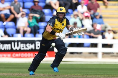 110819 - Glamorgan v Surrey, Vitality Blast - Dan Douthwaite of Glamorgan plays a shot