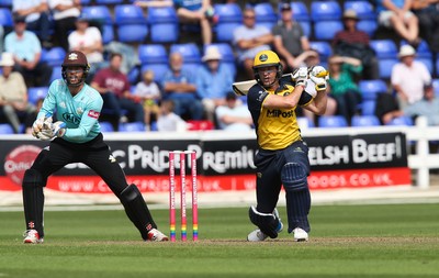 110819 - Glamorgan v Surrey, Vitality Blast - Graham Wagg of Glamorgan plays a shot