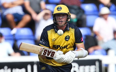 110819 - Glamorgan v Surrey, Vitality Blast - Dan Douthwaite of Glamorgan plays a shot