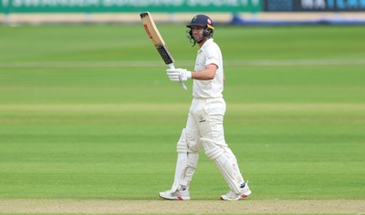 190626 - Glamorgan v Surrey, Rothesay County Championship Division 1- Chris Cooke of Glamorgan celebrates his 50