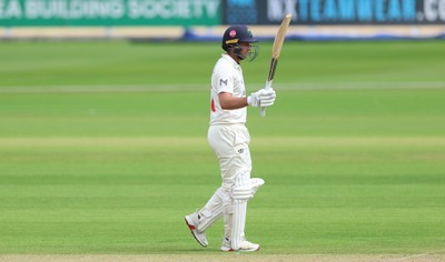 190626 - Glamorgan v Surrey, Rothesay County Championship Division 1- Chris Cooke of Glamorgan celebrates his 50