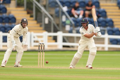 190626 - Glamorgan v Surrey, Rothesay County Championship Division 1- Mason Crane of Glamorgan plays a shot