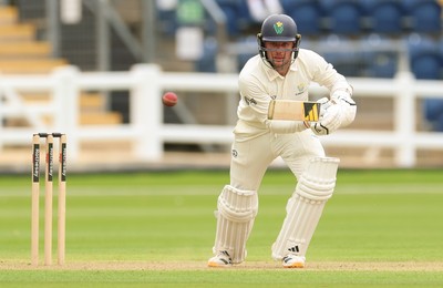 190626 - Glamorgan v Surrey, Rothesay County Championship Division 1- Mason Crane of Glamorgan plays a shot