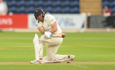 190626 - Glamorgan v Surrey, Rothesay County Championship Division 1- Chris Cooke of Glamorgan scores the run to take him to his century