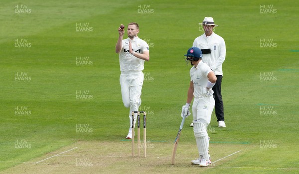 190626 - Glamorgan v Surrey, Rothesay County Championship Division 1- Gus Atkinson of Surrey bowls against Glamorgan at Sophia Gardens