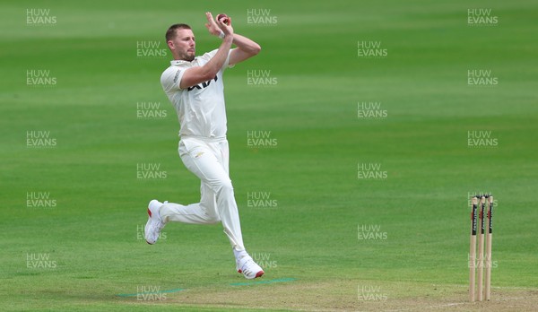 190626 - Glamorgan v Surrey, Rothesay County Championship Division 1- Gus Atkinson of Surrey bowls