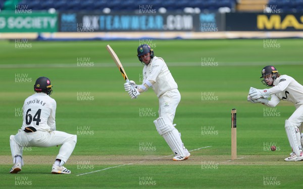 190626 - Glamorgan v Surrey, Rothesay County Championship Division 1- Mason Crane of Glamorgan plays a shot