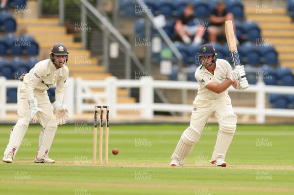 190626 - Glamorgan v Surrey, Rothesay County Championship Division 1- Mason Crane of Glamorgan plays a shot