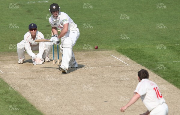 20.04.11 - Glamorgan v Surrey, LV County Championship Div 2 -  Surrey's Tom Maynard plays a shot off the bowling of Glamorgan's Robert Croft 