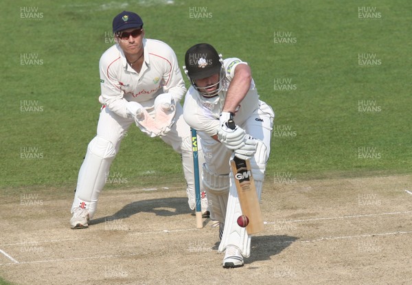 20.04.11 - Glamorgan v Surrey, LV County Championship Div 2 -  Surrey's Tom Maynard plays a shot off the bowling of Glamorgan's Robert Croft 