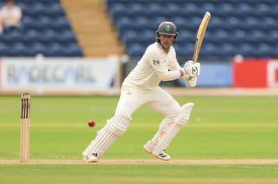 200626 - Glamorgan v Surrey, Rothesay County Championship Division 1- Mason Crane of Glamorgan plays a shot