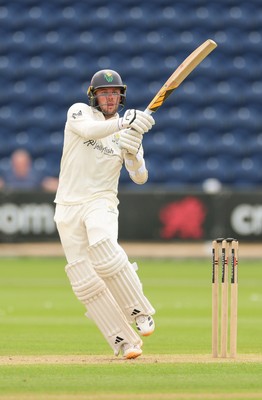 200626 - Glamorgan v Surrey, Rothesay County Championship Division 1- Mason Crane of Glamorgan plays a shot