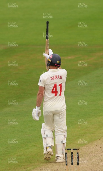 200626 - Glamorgan v Surrey, Rothesay County Championship Division 1- Colin Ingram of Glamorgan celebrates his 50