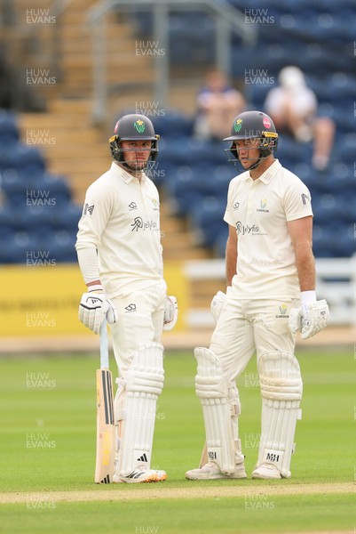 200626 - Glamorgan v Surrey, Rothesay County Championship Division 1- Mason Crane of Glamorgan and Colin Ingram of Glamorgan