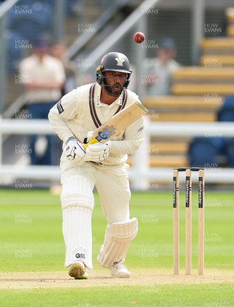 200626 - Glamorgan v Surrey, Rothesay County Championship Division 1- Ryan Patel of Surrey plays a shot